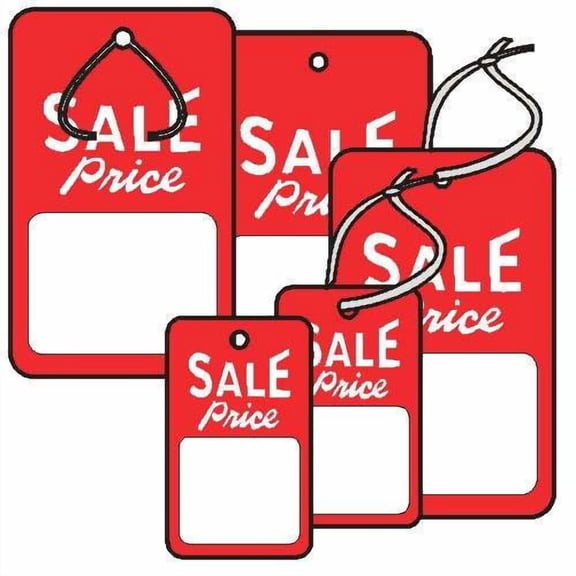 Promotional Sale Price Sale Merchandise Tag With String, Small (1.25" X 1.875") - 1,000 Tags