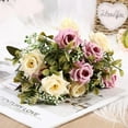 thumbnail image 1 of Popvcly 1PCS Purple Color Artificial Dried Flowers Wedding Hand Holding Rose Italian Rolled Rose Silk Flower, 1 of 6