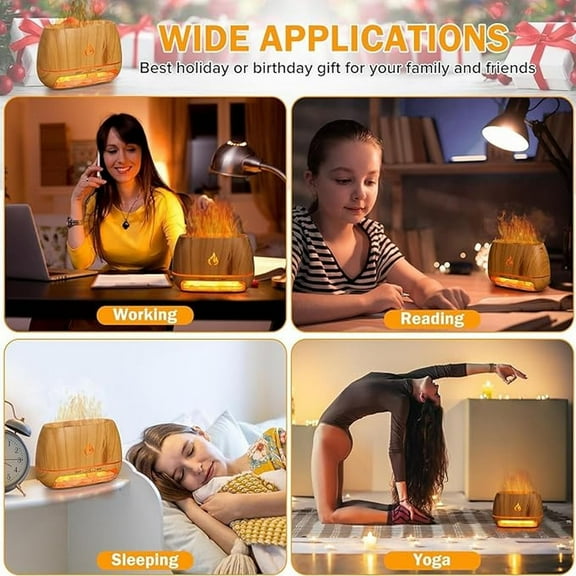 Off Promotions! Huayishang Household Humidifier 3 In 1 Himalayan Salt Rock Scent Diffuser Salt Rock Lamp for Office, Home Decor, Yoga, Hand Carved, Real Wood Base Black, Home Essentials Clearance