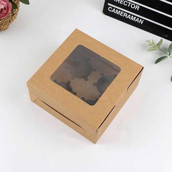 Off Promotions! Ynlkorvg Storage Rack 2/4/6 Cupcake Packaging Box Packaging Box Kraft Paper Muffin Cup Cake Box Egg Tart Box D, Kitchen Essentials Clearance Sale