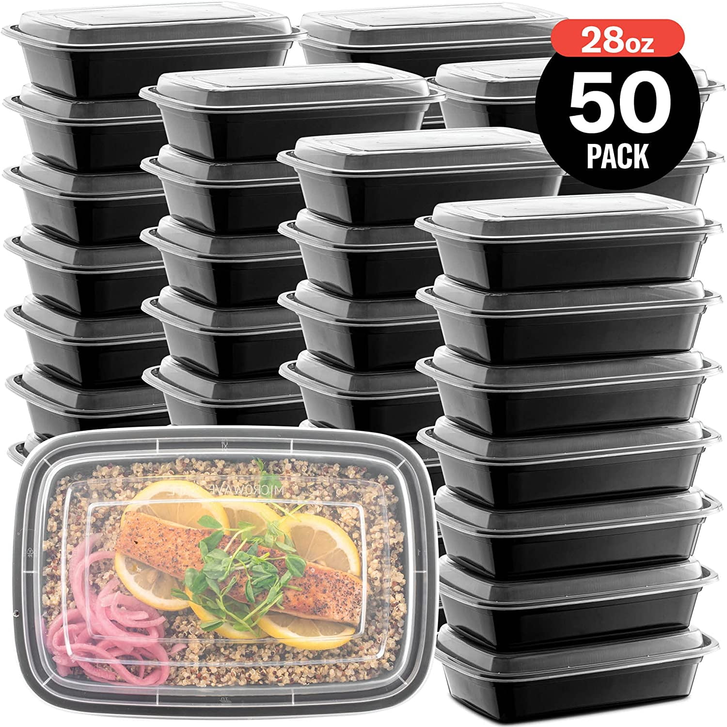 100 Meal Prep Container Plastic Food Storage Reusable Microwavable