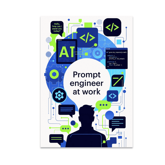 Prompt Engineer at Work - AI Enthusiast - 13x19 Poster Print