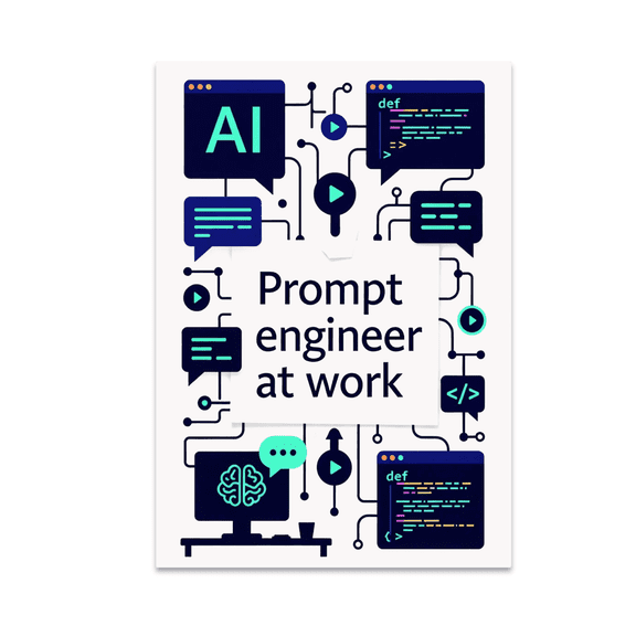 Prompt Engineer at Work Poster - Tech Enthusiast - 13x19 Poster Print