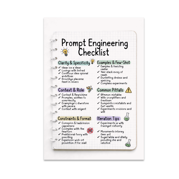 Prompt Engineering Checklist Art - AI & Coding Enthusiast - 13x19 Poster Print