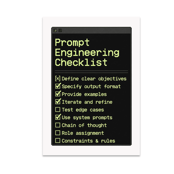 Prompt Engineering Checklist Wall Art - Software Developer - 13x19 Poster Print