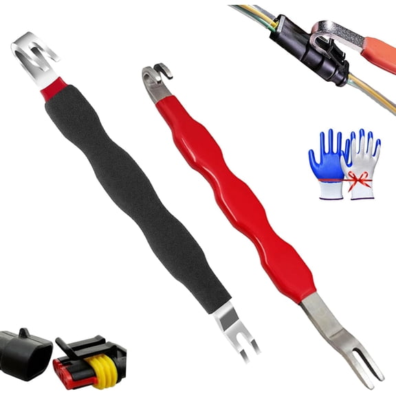 Promptanda Automotive Electrical Terminal Connector Separator Removal Tool,Rightfavour Electrical Connector Removal Tool,Universal Plug Connector Remover for Most Vehicles Wiring Systems(Red+Black)