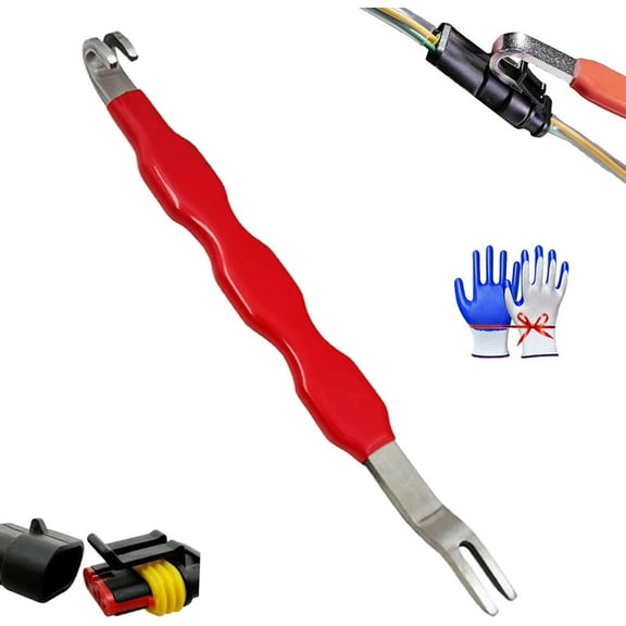 Promptanda Automotive Electrical Terminal Connector Separator Removal Tool,Rightfavour Electrical Connector Removal Tool,Universal Plug Connector Remover for Most Vehicles Wiring Systems(Red*1)