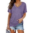 thumbnail image 1 of Promptanda Shirts for Women, Womens Short Sleeve V Neck Dolman Tops with Side Shirring Loose Fit Shirts, 1 of 6