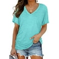 thumbnail image 1 of Promptanda Shirts for Women, Womens Short Sleeve V Neck Dolman Tops with Side Shirring Loose Fit Shirts, 1 of 6