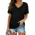 thumbnail image 1 of Promptanda Shirts for Women, Womens Short Sleeve V Neck Dolman Tops with Side Shirring Loose Fit Shirts, 1 of 6