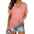 thumbnail image 1 of Promptanda Shirts for Women, Womens Short Sleeve V Neck Dolman Tops with Side Shirring Loose Fit Shirts, 1 of 6