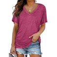 thumbnail image 1 of Promptanda Shirts for Women, Womens Short Sleeve V Neck Dolman Tops with Side Shirring Loose Fit Shirts, 1 of 6