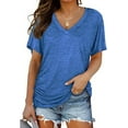 thumbnail image 1 of Promptanda Shirts for Women, Womens Short Sleeve V Neck Dolman Tops with Side Shirring Loose Fit Shirts, 1 of 6
