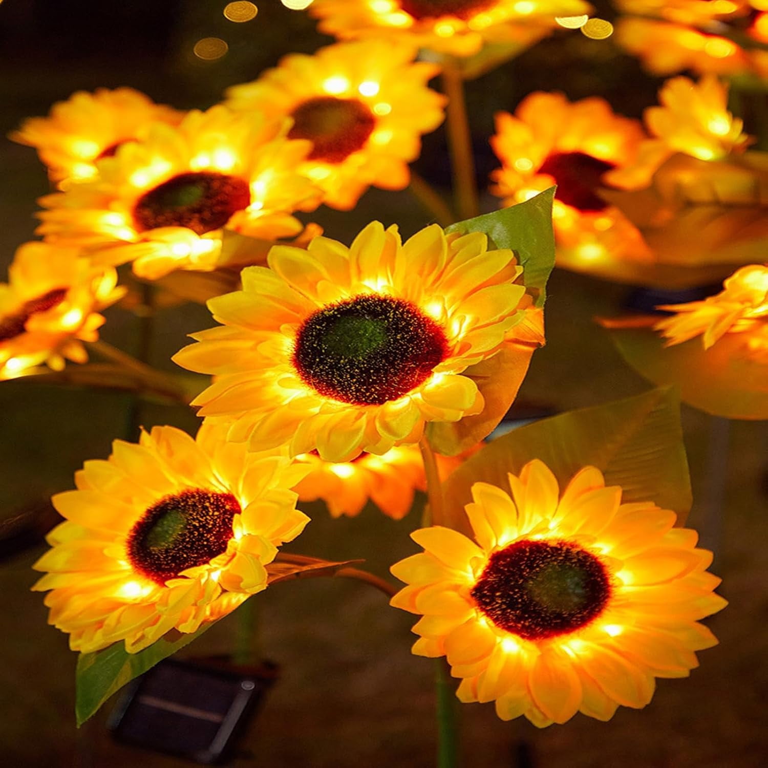 Promptanda Solar Sunflowers, 2025 New Solar LED Sunflower Garden Lights ...