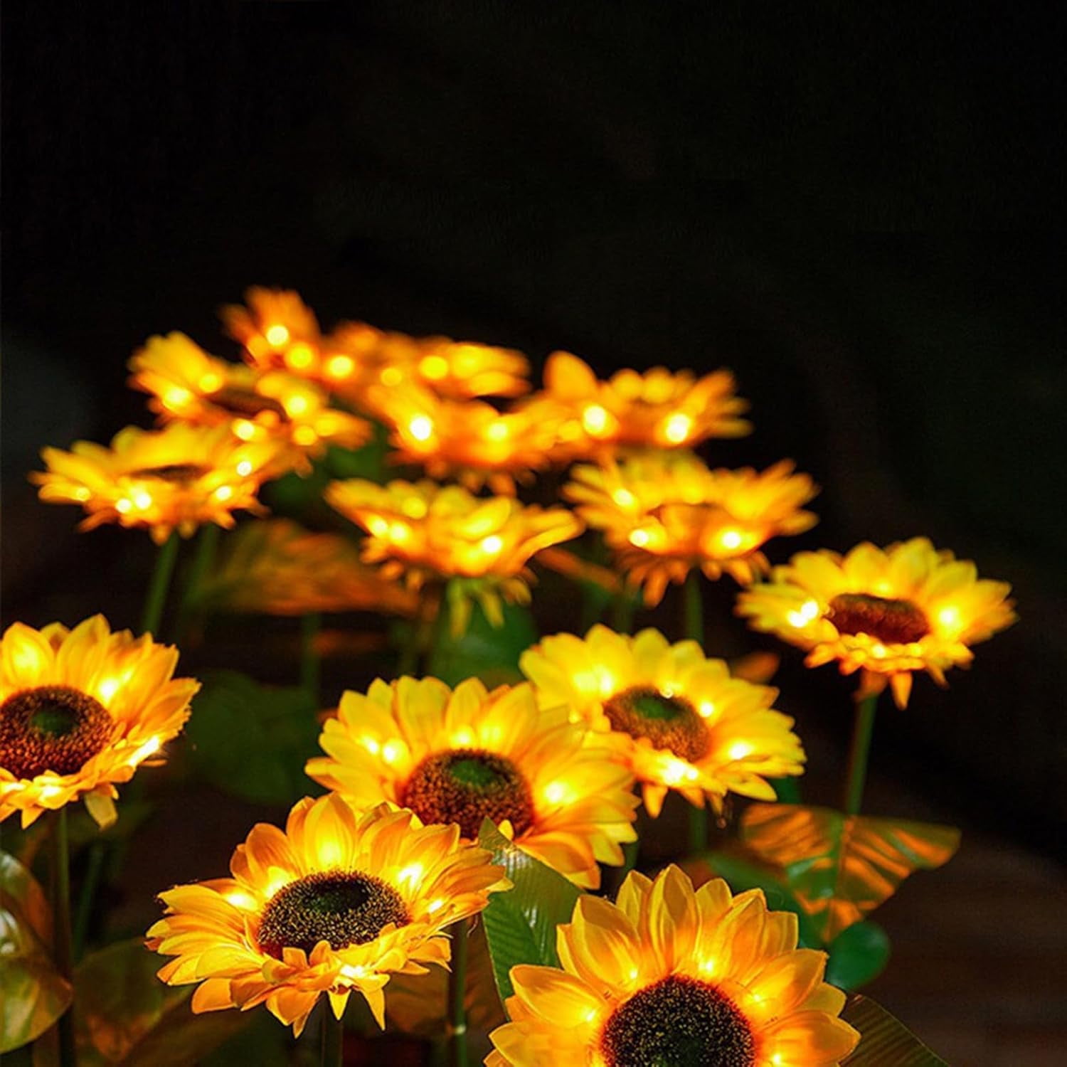 Promptanda Solar Sunflowers, 2025 New Solar LED Sunflower Garden Lights ...