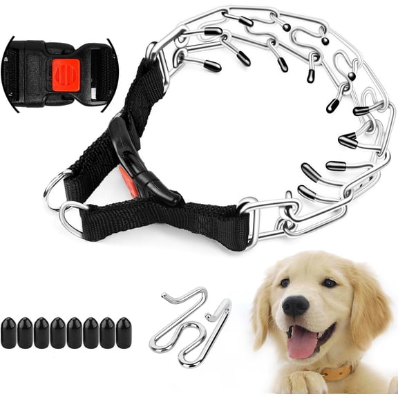 Prong Collar for Dogs, Adjustable Dog Choke Collar Adjustable Dog Pinch Collar with Quick Release Buckle for Small Medium Large Dogs(Packed with One Extra Links)