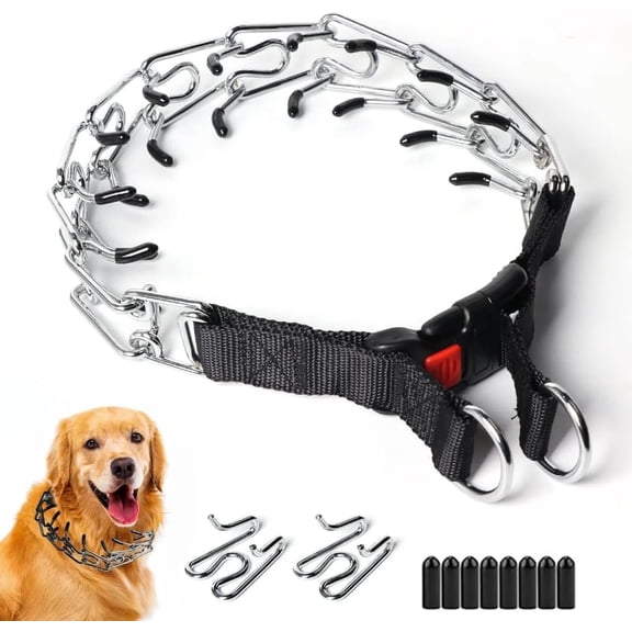 Prong Collar for Dogs, Adjustable Pinch Training Collar with Quick Release Buckle for Small Medium Large Dogs, Dog Training Collar (M, Neck 15-18 Inches)