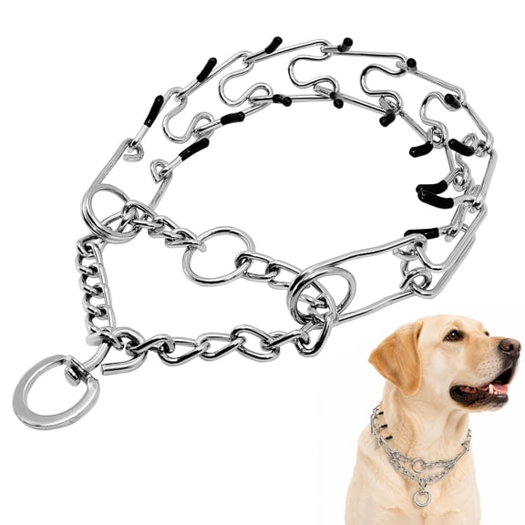 Prong Collars for Dogs, Dog Training Collar for Large Medium Small Dogs, No Pull Dog Collar, Stainless Steel Adjustable with Comfort Rubber Tips (L, 4.0mm, 24 Inch)