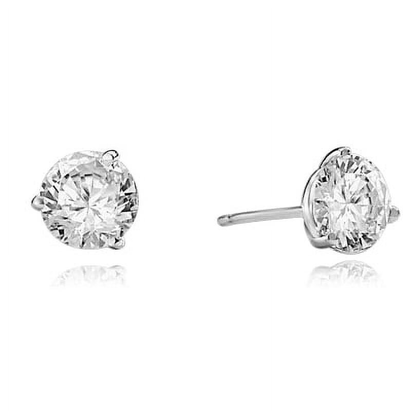 Prong Martini Set Stud Earrings with Simulated Round Brilliant Diamond