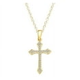 thumbnail image 1 of Prong Set Cross Pendant with Artificial Round Brilliant Diamonds by Diamond Essence set in Vermeil, 1 of 1