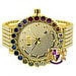 Prong Set Custom Time Piece Multi Rainbow Gold Tone Real Diamond Dial Men's Watch XL 55mm W/Date