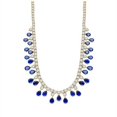 thumbnail image 1 of Prong Set Dangling Necklace with Simulated Pear Cut Sapphire Essence and Round Cut Brilliant Diamonds by Diamond Essence set in 14K Solid Yellow Gold, 1 of 1