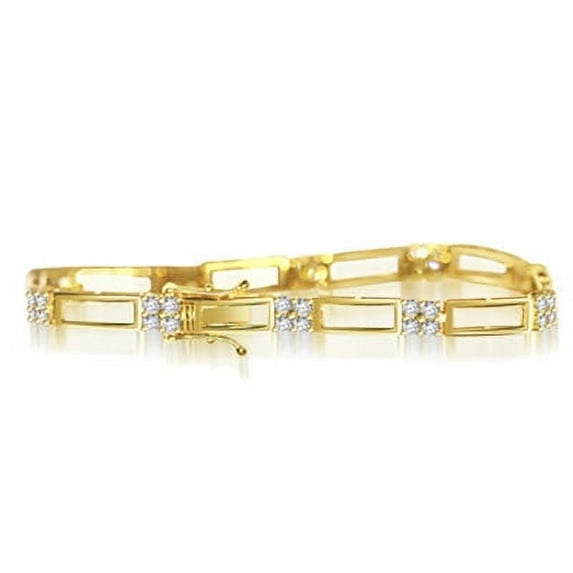 Prong Set Designer Bracelet with Simulated Round Brilliant Diamonds by Diamond Essence set in Vermeil