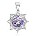 thumbnail image 1 of Prong Set Designer Pendant with Simulated Round Cut Lavender Essence, Brilliant Melee and Princess Cut Diamonds by Diamond Essence set in 14K Solid White Gold, 1 of 1