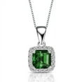 thumbnail image 1 of Prong Set Designer Pendant with Simulated Asscher Cut Emerald Essence and Round Brilliant Melee Diamonds by Diamond Essence set in Sterling Silver, 1 of 1