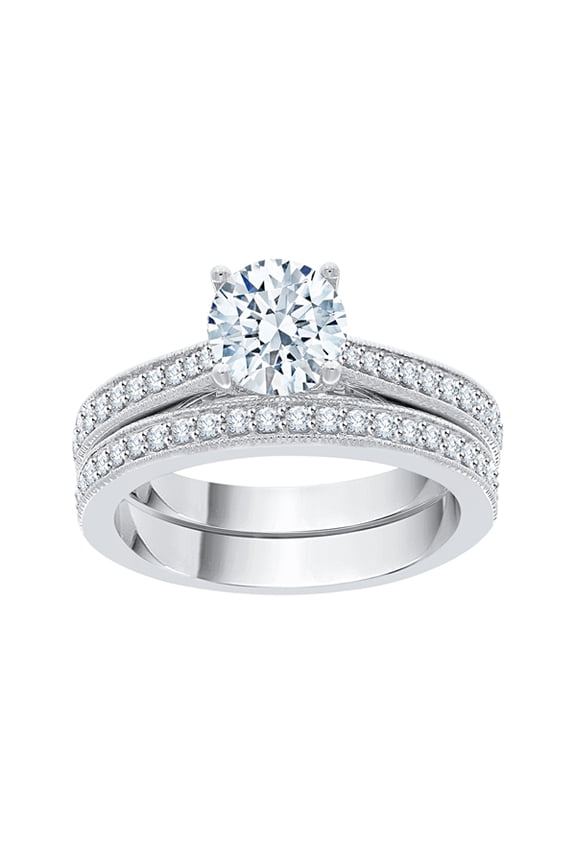 Prong Set Diamond Bridal Set in 10K White Gold (1 1/3 cttw, G-H, I2-I3)