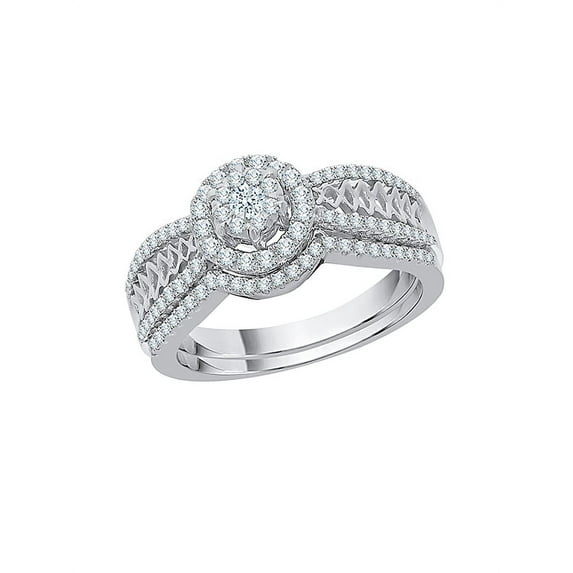 Prong Set Diamond Bridal Set in 10K White Gold (1/2 cttw, G-H, I2-I3)