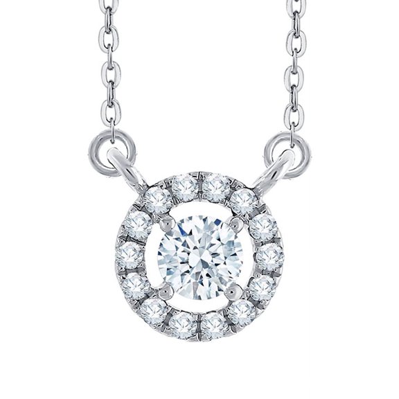 Prong Set Diamond Circle Pendant Necklace in 14K White Gold (1/3 cttw, G-H, I2/I3)