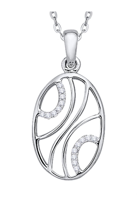 Prong Set Diamond Fashion Pendant Necklace in 10K White Gold (1/20 cttw, G-H, I2-I3)