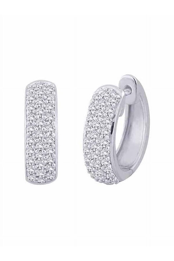 Prong Set Diamond Huggie Earrings in 10K White Gold (2/3 cttw, G-H, I2-I3)