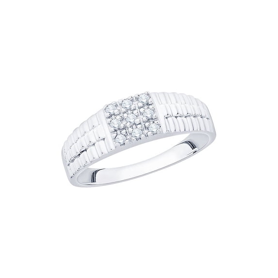 Prong Set Diamond Men's Engagement Ring in 14K White Gold (1/6 cttw, G-H, I2-I3)