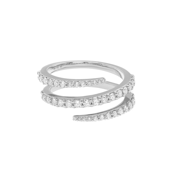 Prong Set Diamond Multi Row Spiral Ring 18K White Gold 0.85Cttw Size 6.75