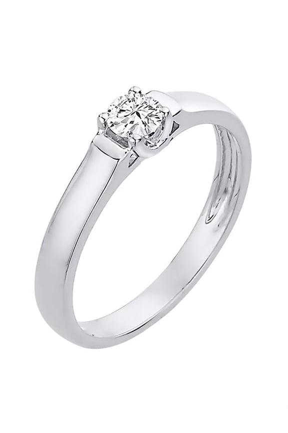 Prong Set Diamond Solitaire Engagement Ring in 10K White Gold (1/4 cttw, G-H, I2-I3)
