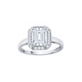 thumbnail image 1 of Prong Set Emerald Cut Diamond Halo Engagement Ring in 14K White Gold (1 5/8 cttw, G-H, I2/I3), 1 of 2