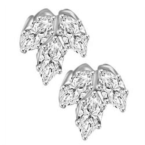 Prong Set Floral Designer Earrings with Man-made Marquise Cut Diamond by Diamond Essence set in Sterling Silver
