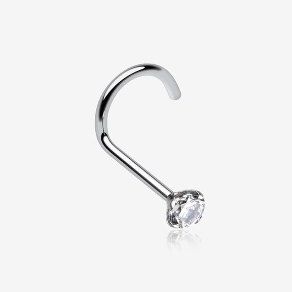Prong Set Gem Top Steel Nose Screw Ring