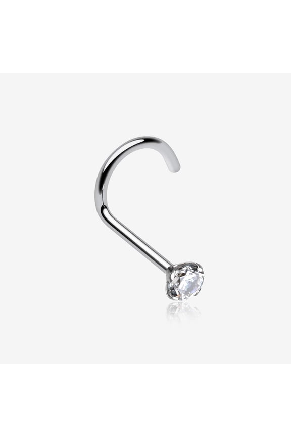 Prong Set Gem Top Steel Nose Screw Ring