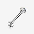 thumbnail image 1 of Prong Set Gem Top Threadless Push-In Steel Labret, 1 of 4