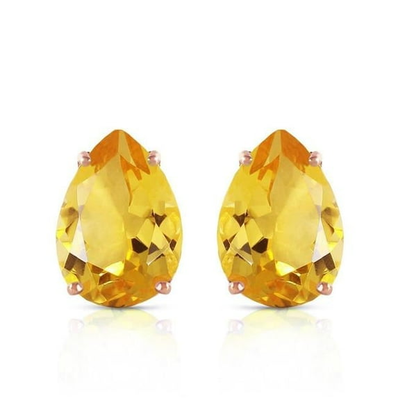 Prong Set Pear Cut 41 CT Citrine Stud Earrings, 14K Yellow Gold