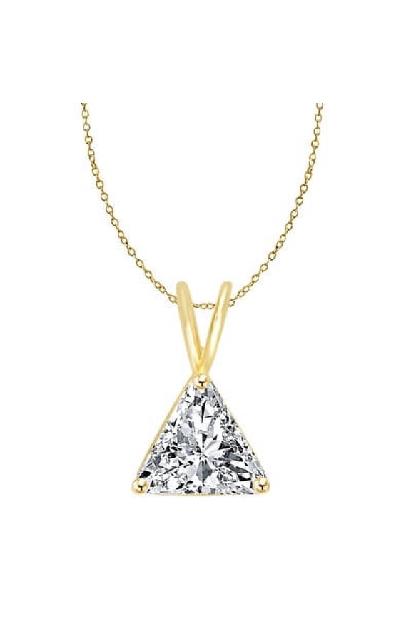 Prong Set Pendant with Lab-grown Triangle Cut Brilliant Diamond by Diamond Essence set in Vemeil