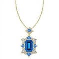 thumbnail image 1 of Prong Set Pendant with Simulated Emerald Cut and Princess Cut Aquamarine Essence and Round Brilliant Melee Diamonds by Diamond Essence set in Vermeil, 1 of 1