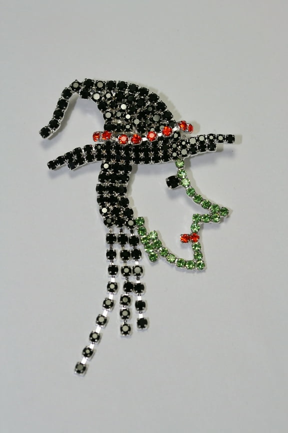 Prong Set Rhinestone Witch Western Wicked Wizard Halloween Pin Brooch, Halloween Witch Jewelry Gift