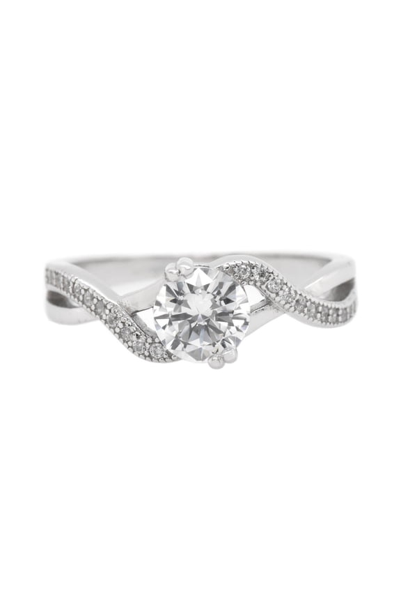 Prong Set Round Clear Cubic Zirconia Infinity Ring Sterling Silver Size 10