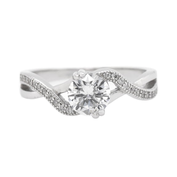 Prong Set Round Clear Cubic Zirconia Infinity Ring Sterling Silver Size 9