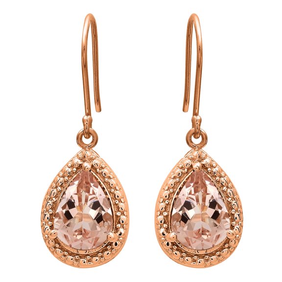 Prong Set Solitaire 0.75 Ctw Morganite 925 Sterling Silver Rose Vermeil Women Mother's Day Gift Engagement Earrings