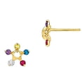 thumbnail image 1 of Prong Set Star Earring with Simulated Multi-Color Diamonds by Diamond Essence set in 14K Solid Yellow Gold, 1 of 1